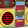 Boombox handpainted with vibrant pop colors by Paul Adams