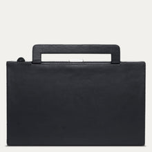 Load image into Gallery viewer, Black leather briefcase for men with original handpainted pop art on canvas. Available at Paul Adams World.