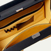 Office briefcase with soft Napa leather intereriors in yellow. Shop at Paul Adams world.