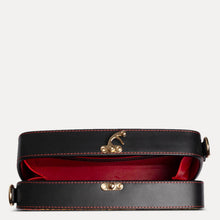 Load image into Gallery viewer, The Vintage Radio has a Stylised diagonal top edge clutch with a removable strap. Available at Paul Adams World