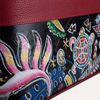 Aloha luxury handbag with original hand-painted art on canvas. Available at Paul Adams.