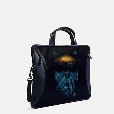 Amos Portfolio Messenger Bag: hand painted bag for men in blue - Paul Adams