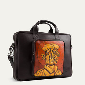 Boman leather briefcase in textured full-grain leather, available in Deep Cocoa Tan at pauladamsworld.com.