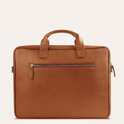 Ekon Pure Leather Laptop Bag for Men in Dark Almond Tan Color | Visit at www.pauladamsworld.com