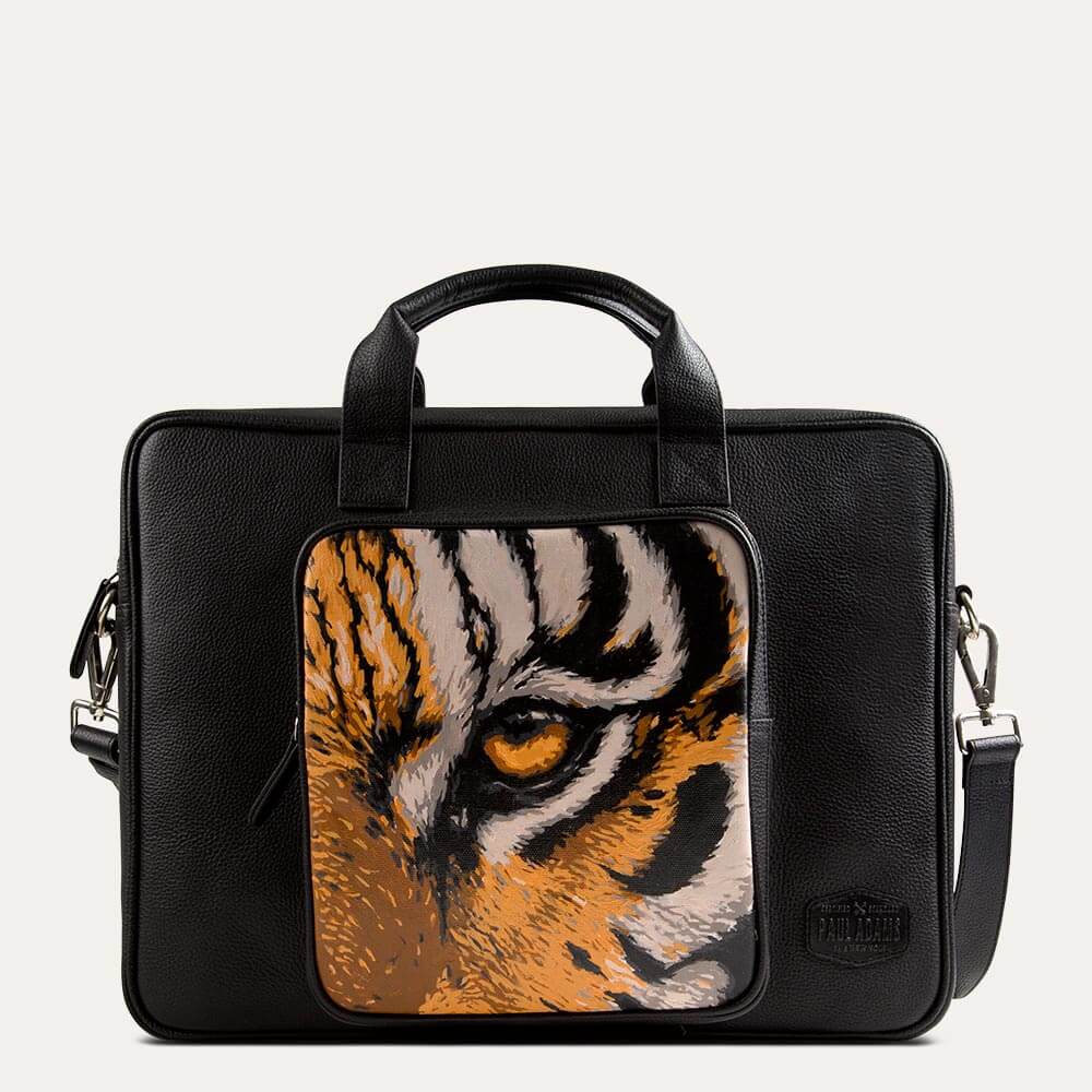 Tiger Pebble Print Leather - Black