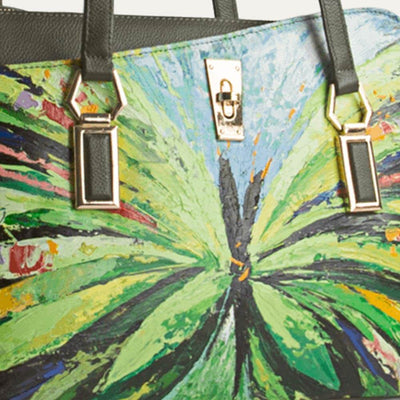 Original hand-painted Abstraction art on canvas. Matilda 1.0 handbag for women in Cactus Green available at the world of Paul Adams.