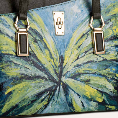 Original hand-painted Abstraction art on canvas. Matilda 2.0 handbag for women in Cactus green. Available at pauladamsworld.com.