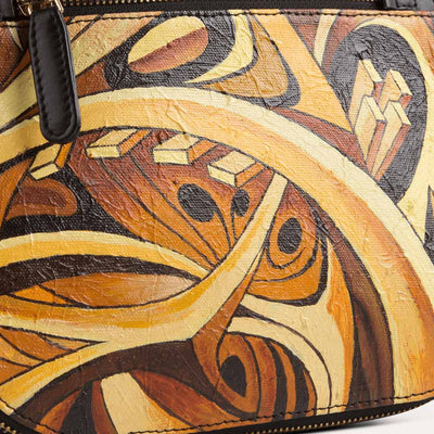 Maya sling bag for women with original hand-painted Futurist art on canvas. Available at the world of Paul Adams.