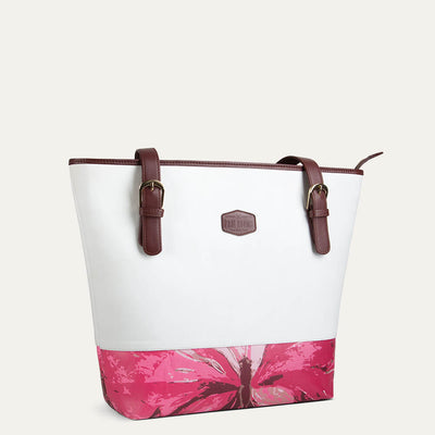 Mia shoulder tote bag in Eggshell White color for women. Shop at Paul Adams world.