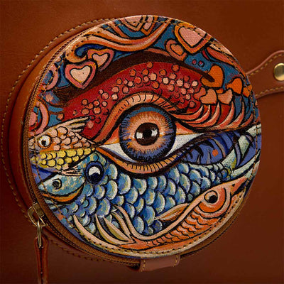 Orion portfolio bag for women with original hand-painted Art Nouveau on canvas. Available at Paul Adams.