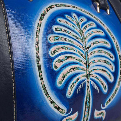 Palm designer handbag for women with original hand-painted Pictorial art on canvas. Shop at pauladamsworld.com.