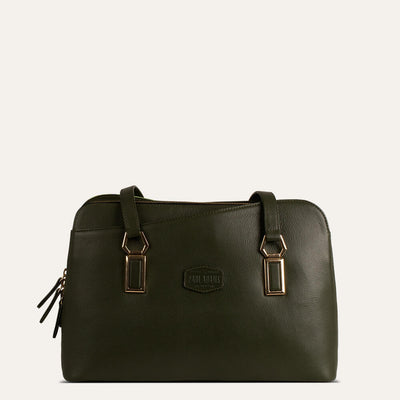 Valerie textured full-grain leather handbag for women in Cactus Green available at Paul Adams.