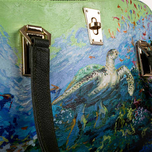 Original hand-painted Impressionist art on canvas. Shop Valerie handbag for women in Cactus green at Paul Adams world.