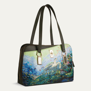 Valerie waterproof shoulder bag with in cactus Green for office looks. Available at the world of Paul Adams.